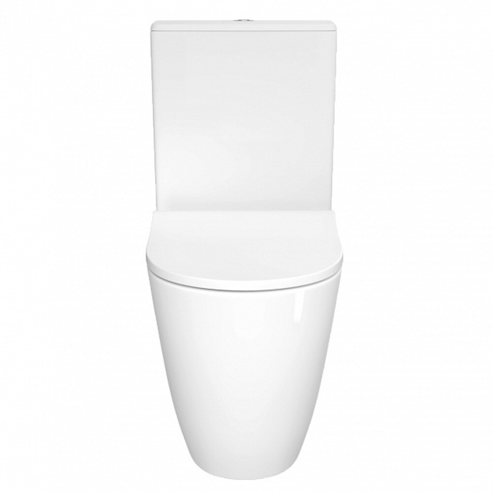 Изображение товара Унитаз-компакт Vitra Sento безободковый с горизонтальным выпуском с сиденьем микролифт белый (9830B003-7204)