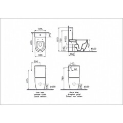 Унитаз-компакт Vitra Sento безободковый с горизонтальным выпуском с сиденьем микролифт белый (9830B003-7204) - фото 3