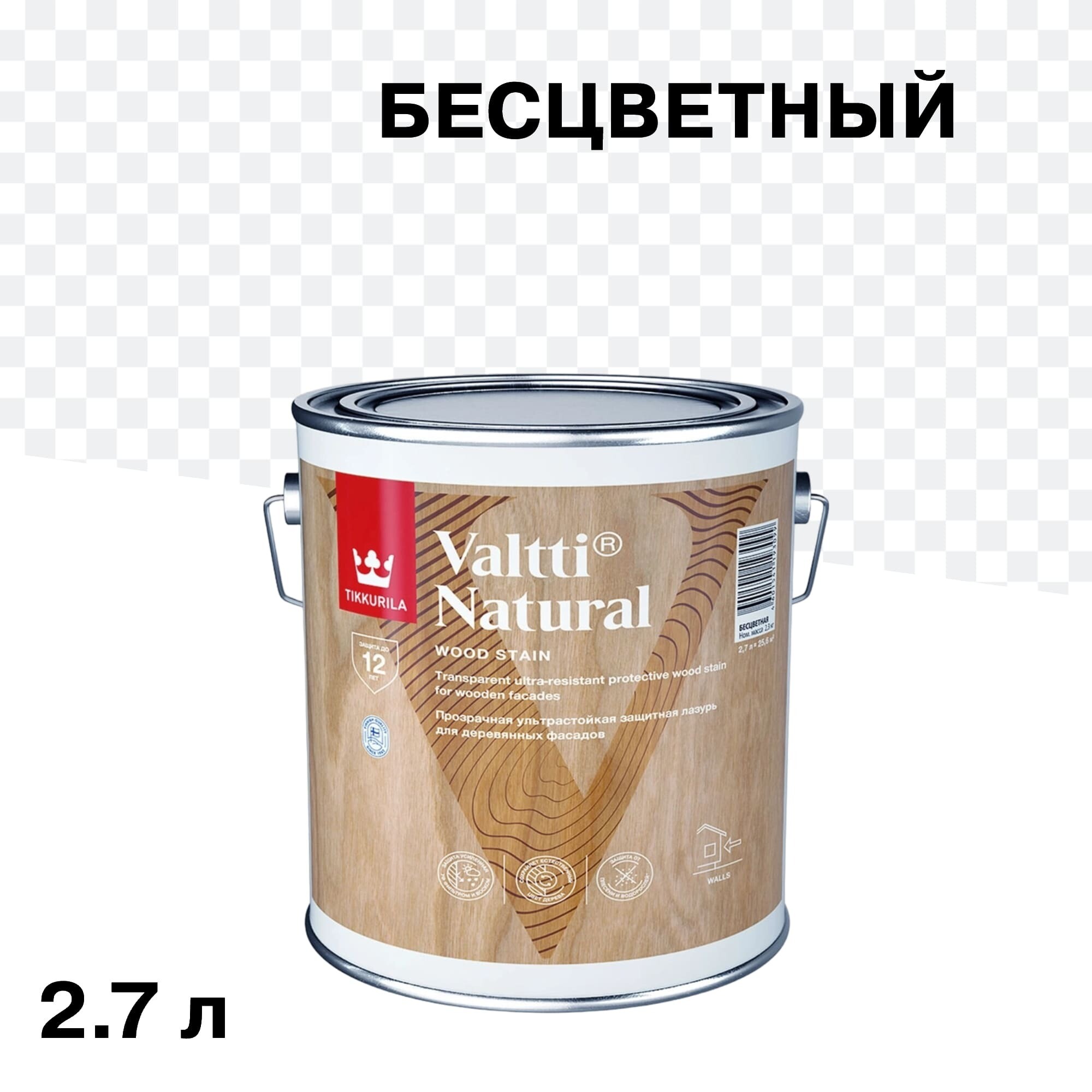 Изображение товара Антисептик Tikkurila Tikkivala Valtti Natural для дерева бесцветный 2,7 л
