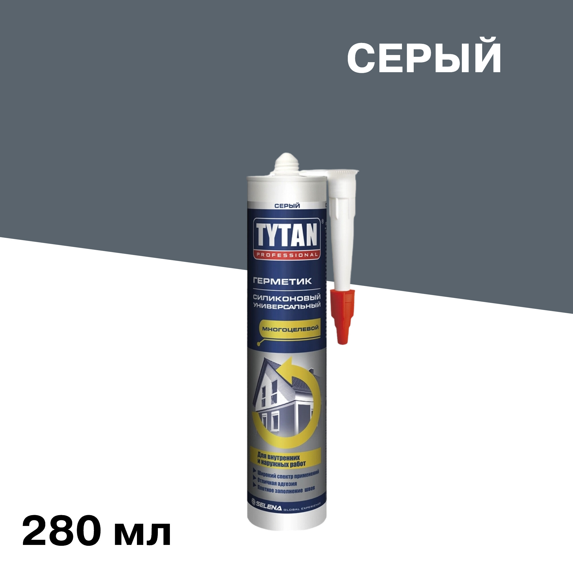 Изображение товара Герметик силиконовый универсальный Tytan Professional серый 280 мл для внутренних швов