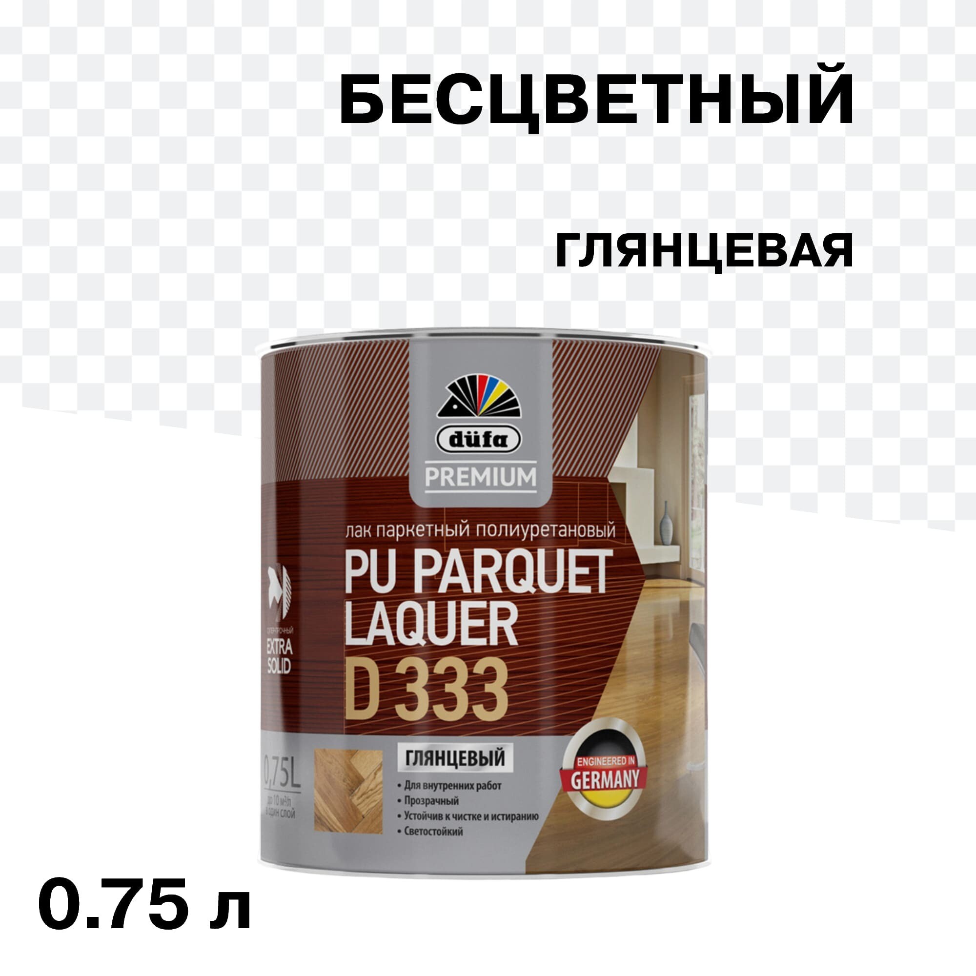 Изображение товара Полиуретановый глянцевый лак для пола и мебели Dufa Parquet Laquer D333 0,75 л