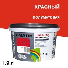 Эмаль универсальная акриловая Радуга Colors красная полуматовая 1,9 л