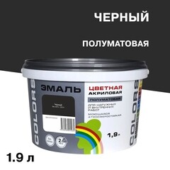 Изображение товара Эмаль универсальная акриловая Радуга Colors черная полуматовая 1,9 л