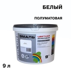 Эмаль универсальная акриловая Радуга Colors основа А белая полуматовая 9 л - фото 1