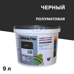 Эмаль универсальная акриловая Радуга Colors черная полуматовая 9 л - фото 1