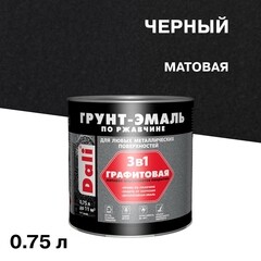 Грунт-эмаль по ржавчине 3в1 Dali черная графитовая матовая 0,75 л - фото 1