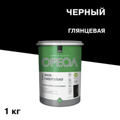 Эмаль универсальная акриловая Ореол черная глянцевая 1 кг