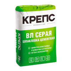 Шпаклевка цементная Крепс ВЛ серая 20 кг