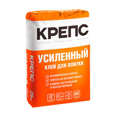 Клей для плитки/ керамогранита/ камня Крепс Усиленный серый класс C1 T 25 кг