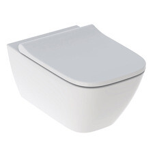 Унитаз подвесной Geberit Smyle Square Rimfree безободковый белый глянцевый с сиденьем дюропласт микролифт (500.683.01.2)