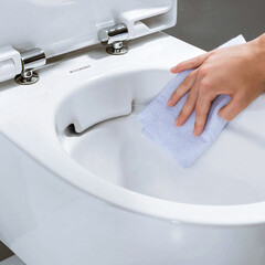 Унитаз подвесной Geberit Pravelo Acanto Rimfree безободковый белый глянцевый с сиденьем дюропласт микролифт (503.503.00.1) - фото 6