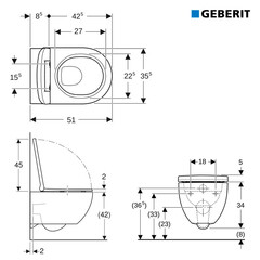 Унитаз подвесной Geberit Pravelo Acanto Rimfree безободковый белый глянцевый с сиденьем дюропласт микролифт (503.503.00.1) - фото 2