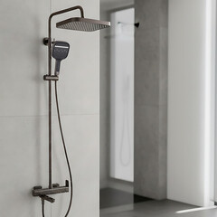 Душевая система Tokito Rain с верхним душем с лейкой с изливом графит (TOK-RAI-1027GM) - фото 2