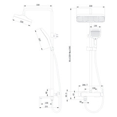 Душевая система Tokito Rain с верхним душем с лейкой с изливом графит (TOK-RAI-1027GM) - фото 3