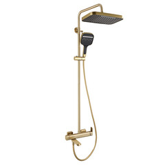Изображение товара Душевая система Tokito Rain с верхним душем с лейкой с изливом золото (TOK-RAI-1027BG)