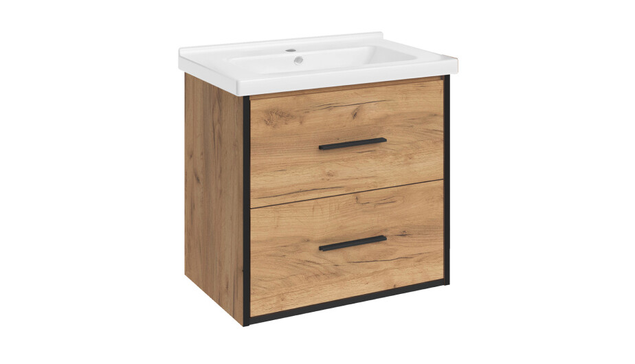 Комплект тумба с раковиной АСБ-Мебель Монца 60 см подвесная дуб золотой (12305/UM-COM60/1)