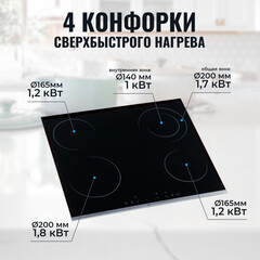 Варочная панель электрическая MBS PE-604 ECO 4 конфорки черная - фото 10