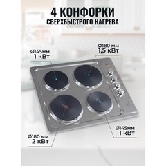 Варочная панель электрическая MBS PE-610 4 конфорки сталь - фото 3