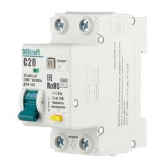 Автомат дифференциальный Dekraft ДИФ-103 20А 1P+N тип AC 30 мА 6 кА (16312DEK) - фото 3
