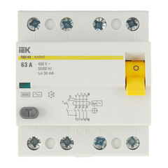 УЗО IEK Karat ВД3-63 63А 3P+N тип AC 30 мА 6 кА (MDV20-4-063-030) - фото 1