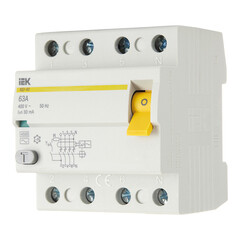 УЗО IEK ВД1-63 63А 3P+N тип AC 30 мА 4,5 кА (MDV10-4-063-030) - фото 3