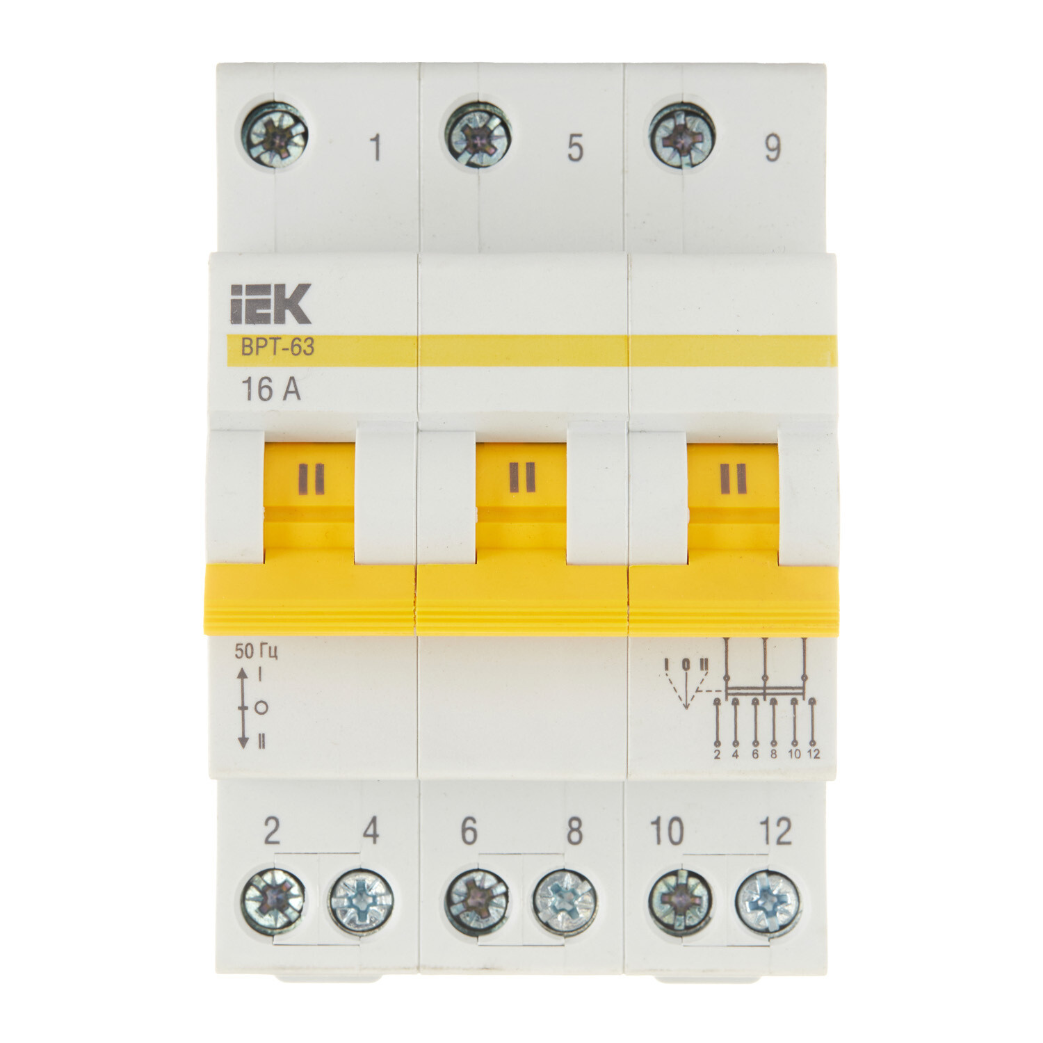 Изображение товара Выключатель-разъединитель IEK ВРТ-63 3P 16А 400 В на DIN-рейку