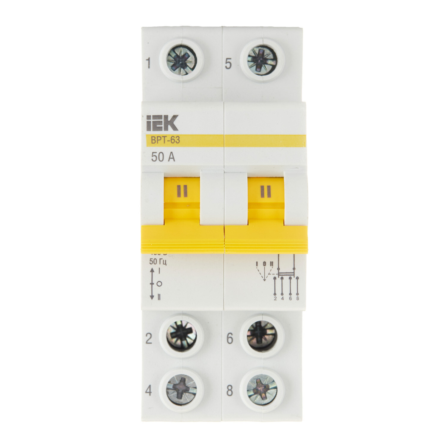 

Выключатель-разъединитель IEK Karat ВРТ-63 2P 50А 400 В на DIN-рейку (MPR10-2-050)