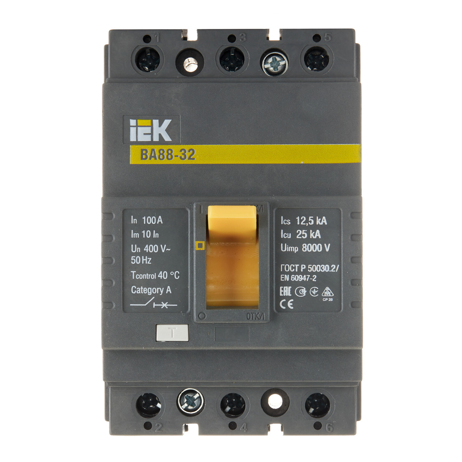Изображение товара Автоматический выключатель IEK Karat ВА88-32 3P 100А 25 кА 400 В