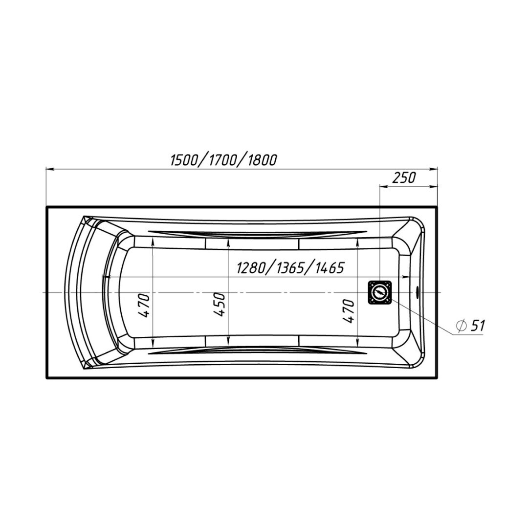 

Ванна акриловая Axis 150х75 см без ножек (01акс1575), Белый