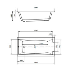 Ванна акриловая Magnum 180х90 см без ножек (01маг1890) - фото 2