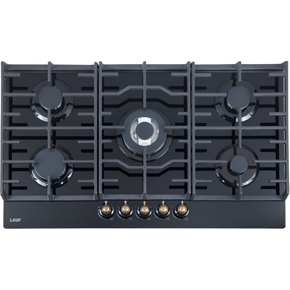 

Варочная панель газовая Lauf PG-907BL classic 5 конфорок черная, Черный