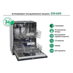 Посудомоечная машина встраиваемая Lauf DW-609 60 см черная - фото 10