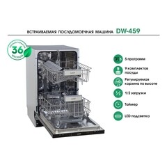 Посудомоечная машина встраиваемая Lauf DW-459 45 см черная - фото 9