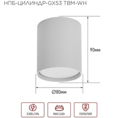 Светильник накладной IN HOME НПБ GX53 24 Вт белый IP20 (4690612056418) - фото 2