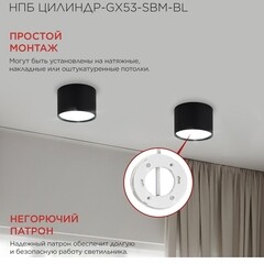 Светильник накладной IN HOME НПБ GX53 24 Вт черный IP20 (4690612056401) - фото 4