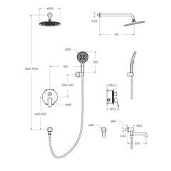 Душевая система BelBagno Marino встраиваемая с верхним душем с лейкой с изливом хром (MARINO-VDSET-CRM) - фото 4