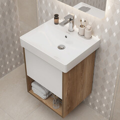 Тумба под раковину Kerama Marazzi Pro 45 см подвесная коричневая/белая (PRO.50.1\OLM) - фото 4