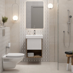 Тумба под раковину Kerama Marazzi Pro 45 см подвесная коричневая/белая (PRO.50.1\OLM) - фото 3