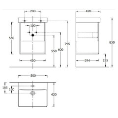 Тумба под раковину Kerama Marazzi Pro 45 см подвесная коричневая/белая (PRO.50.1\OLM) - фото 2