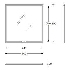 Зеркало с подсветкой квадратное 80х80 см с сенсорным включением Kerama Marazzi MiO (MIO.mi.80\WHT) - фото 2