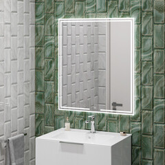 Зеркало с подсветкой прямоугольное 70х80 см с сенсорным включением Kerama Marazzi MiO (MIO.mi.70\WHT) - фото 4