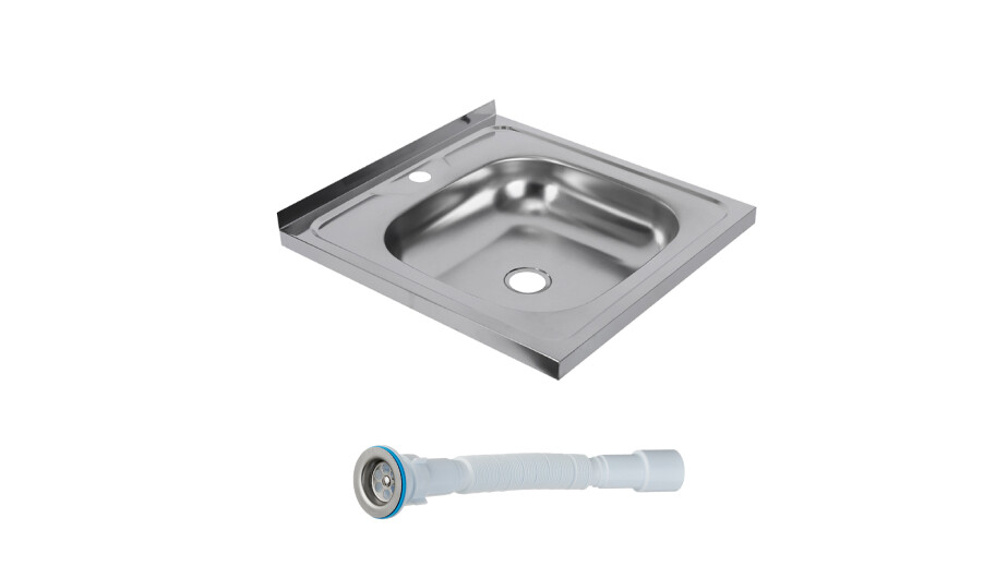 Мойка для кухни Ukinox Nord 50х50х13 см накладная с сифоном сталь (Nr 500х500 (0,4)/G106DIY)