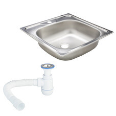 Мойка для кухни Ukinox Классика 48х48х14,5 см врезная с сифоном сталь (CLM480.480---4K OC/30980676)