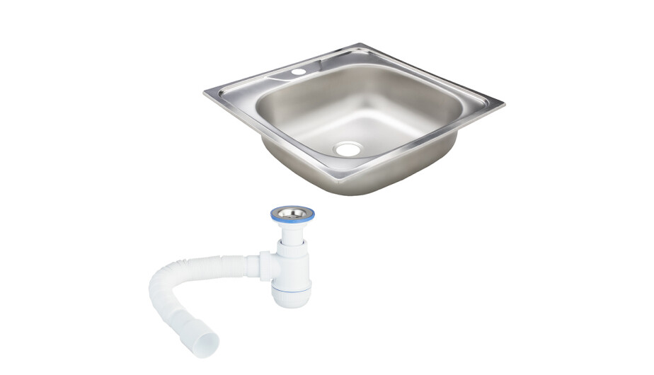 Мойка для кухни Ukinox Классика 48х48х14,5 см врезная с сифоном сталь (CLM480.480---4K OC/30980676)