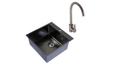 Мойка для кухни Mixline Pro 50х50х20 см врезная с сифоном со смесителем Corsa Deco Creek с высоким изливом сталь графит (556575/FKCSMG) - фото 1