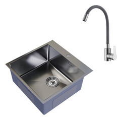 Мойка для кухни Mixline Pro 50х50х20 см врезная с сифоном со смесителем Corsa Deco Vega Steel с гибким изливом сталь сатин (556573/966367)