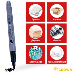 Маркер перманентный Crown Multi Marker черный грифель 2 мм - фото 3
