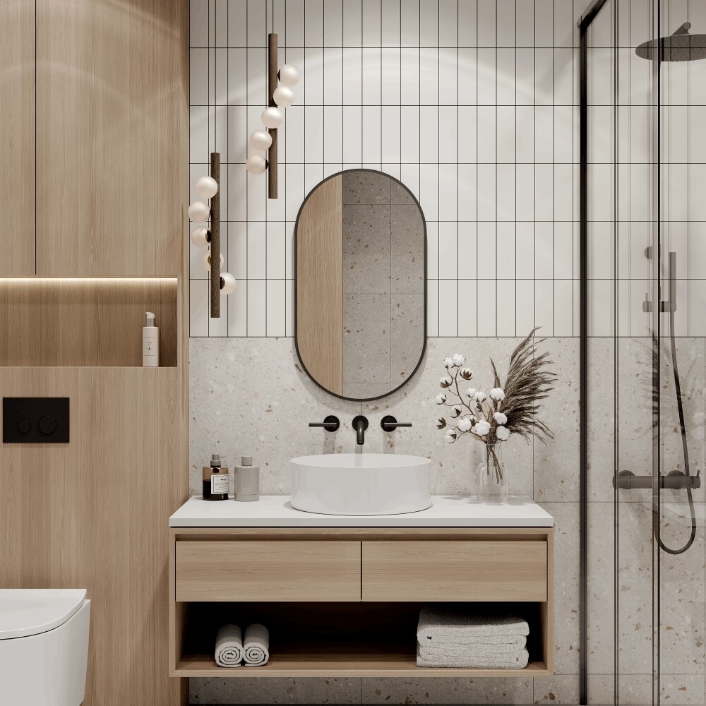 

Зеркало настенное Morlan 400х800 мм с уф-печатью черное