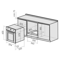 Духовой шкаф газовый встраиваемый MBS DG-602BL 594 мм черный - фото 2