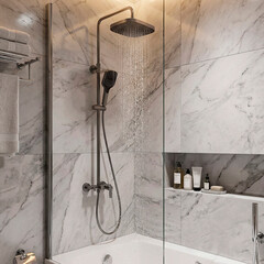 Душевая система Tokito Rain с верхним душем с лейкой с изливом сталь (TOK-RAI-1022GM) - фото 3